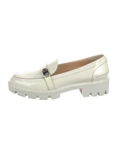 Pre-owned Christian Louboutin Patent Leather Loafers In White