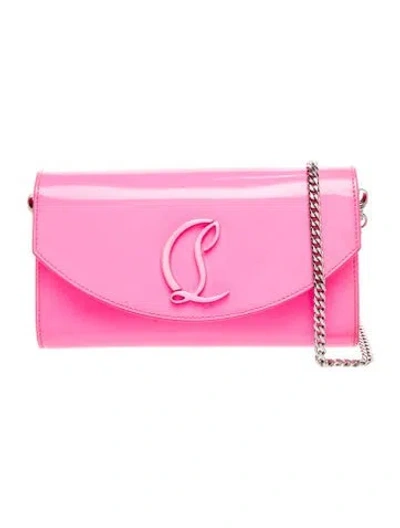 Pre-owned Christian Louboutin Patent Leather Loubi54 Wallet On Chain In Pink