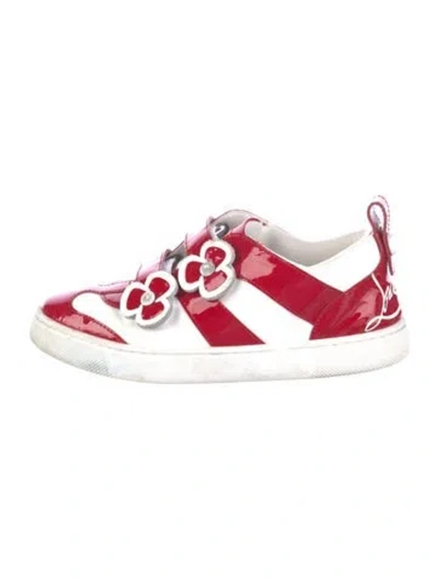 Pre-owned Christian Louboutin Babies' Patent Leather Low Top Sneakers In Red/white