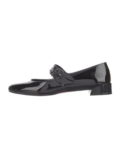 Pre-owned Christian Louboutin Patent Leather Mary Jane Flats In Black
