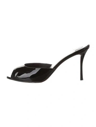 Pre-owned Christian Louboutin Patent Leather Mules In Black