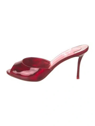 Pre-owned Christian Louboutin Patent Leather Mules In Metallic/red