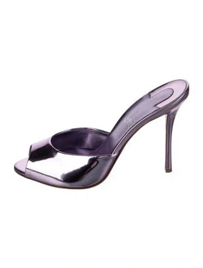 Pre-owned Christian Louboutin Patent Leather Mules In Purple