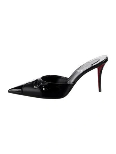 Pre-owned Christian Louboutin Patent Leather Mules W/ Tags In Black