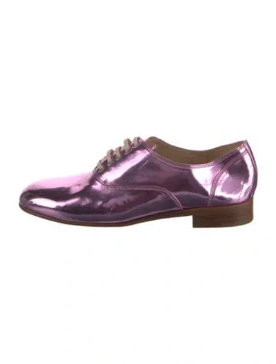 Pre-owned Christian Louboutin Patent Leather Oxfords In Pink