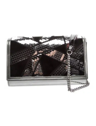 Pre-owned Christian Louboutin Patent Leather Paloma Clutch In Silver