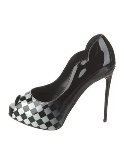Pre-owned Christian Louboutin Patent Leather Plaid Print Pumps In Multi