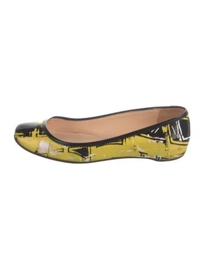 Pre-owned Christian Louboutin Patent Leather Printed Ballet Flats In Black