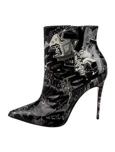 Pre-owned Christian Louboutin Patent Leather Printed Boots In Multi