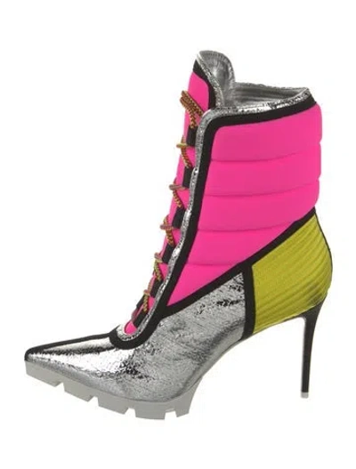 Pre-owned Christian Louboutin Patent Leather Printed Lace-up Boots