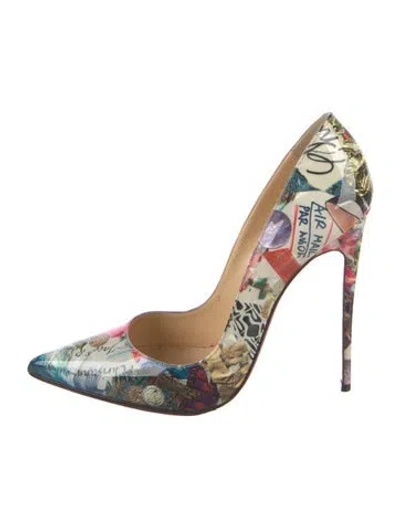 Pre-owned Christian Louboutin Patent Leather Printed Pumps In Neutral