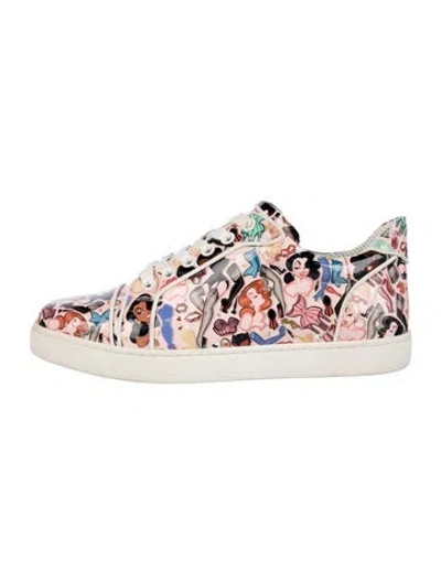 Pre-owned Christian Louboutin Patent Leather Printed Sneakers In White