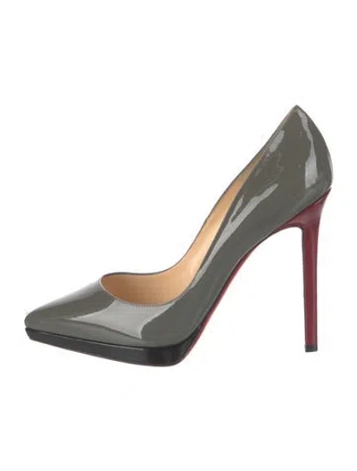 Pre-owned Christian Louboutin Patent Leather Pumps In Gray