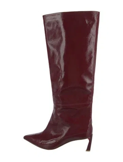 Pre-owned Christian Louboutin Patent Leather Rain Boots In Red