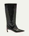 Christian Louboutin Patent Leather Red Sole Tall Boots In Black
