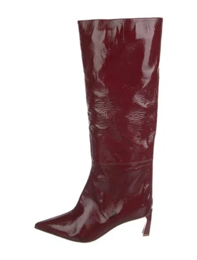 Pre-owned Christian Louboutin Patent Leather Riding Boots In Red