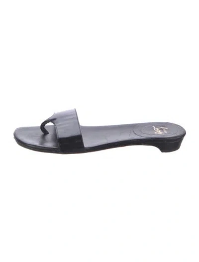 Pre-owned Christian Louboutin Patent Leather Slides In Black