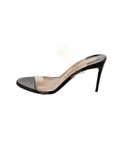 Pre-owned Christian Louboutin Patent Leather Slides In Black