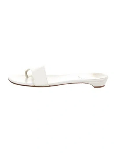 Pre-owned Christian Louboutin Patent Leather Slides In White