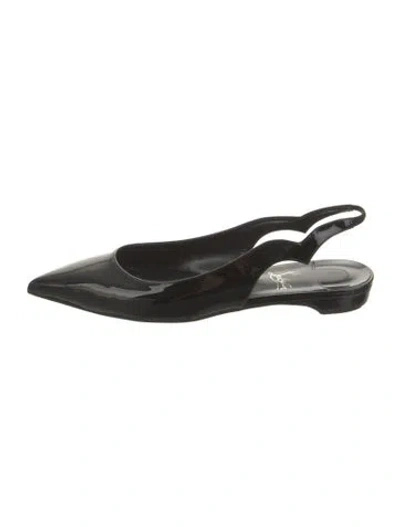 Pre-owned Christian Louboutin Patent Leather Slingback Flats In Black