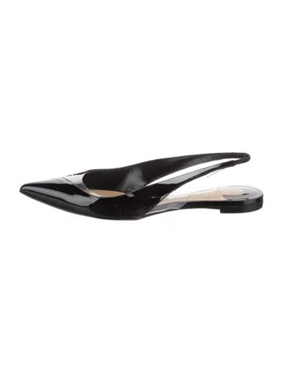 Pre-owned Christian Louboutin Patent Leather Slingback Flats In Black
