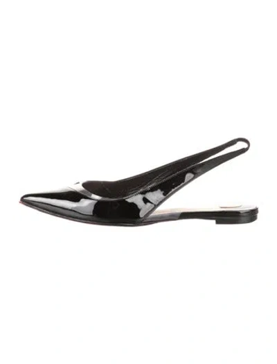 Pre-owned Christian Louboutin Patent Leather Slingback Flats In Black