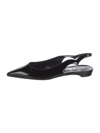 Pre-owned Christian Louboutin Patent Leather Slingback Flats In Black