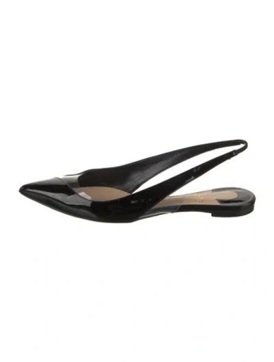Pre-owned Christian Louboutin Patent Leather Slingback Flats In Black