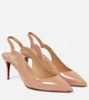 Christian Louboutin Women Hot Chick Patent Leather Slingback Decollete In Beige