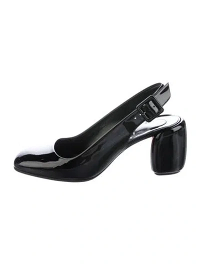 Pre-owned Christian Louboutin Patent Leather Slingback Pumps In Black