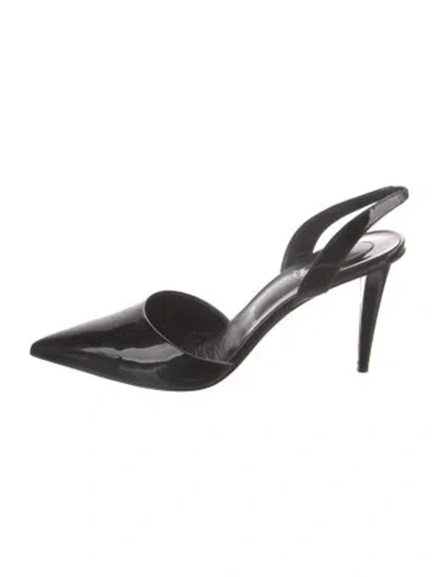Pre-owned Christian Louboutin Patent Leather Slingback Pumps In Black
