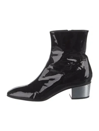 Pre-owned Christian Louboutin Patent Leather Sock Boots In Black