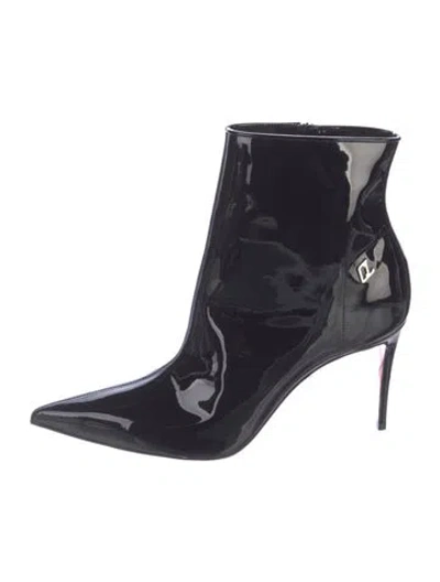 Pre-owned Christian Louboutin Patent Leather Sock Boots In Black
