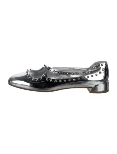 Pre-owned Christian Louboutin Patent Leather Studded Accents Ballet Flats