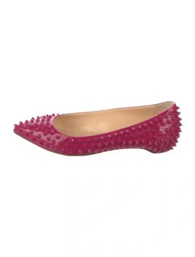 Pre-owned Christian Louboutin Patent Leather Studded Accents Ballet Flats In Pink