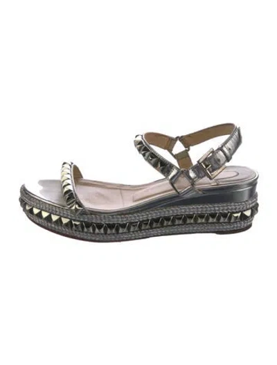 Pre-owned Christian Louboutin Patent Leather Studded Accents Espadrilles