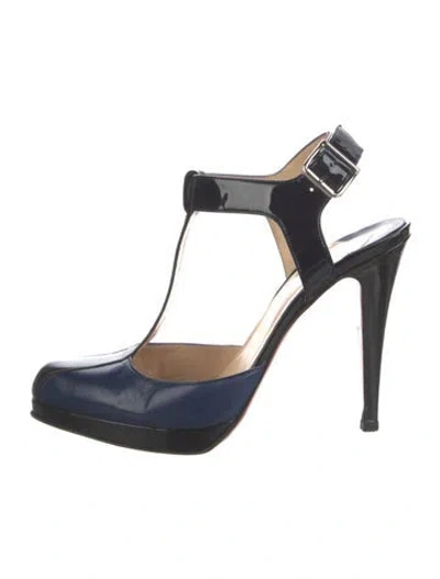 Pre-owned Christian Louboutin Patent Leather T-strap Pumps In Black