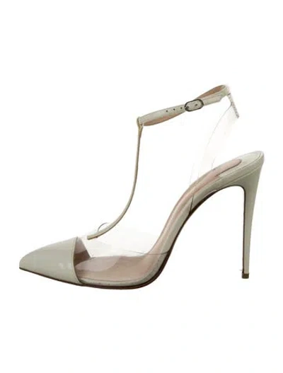 Pre-owned Christian Louboutin Patent Leather T-strap Pumps In Neutrals