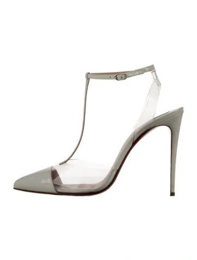 Pre-owned Christian Louboutin Patent Leather T-strap Pumps In Neutrals