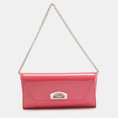 Christian Louboutin Patent Leather Vero Dodat Chain Clutch In Pink