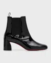 CHRISTIAN LOUBOUTIN PATENT RED SOLE CHELSEA ANKLE BOOTS