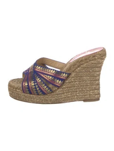 Pre-owned Christian Louboutin Patterned Espadrilles In Gold