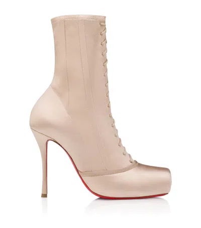 Christian Louboutin Pavlova Leather-satin Boots 100 In Nude