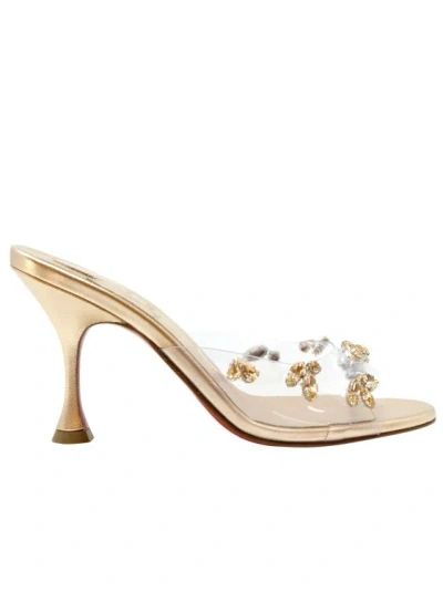 Christian Louboutin Degraqueen Embellished Mules 85 In Peach