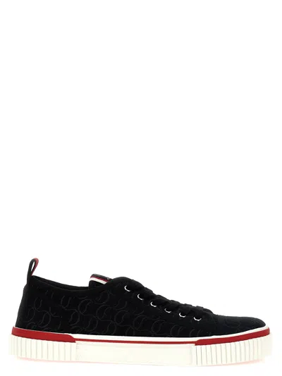 Christian Louboutin Pedro Junior Logo-jacquard Canvas Sneakers In Black