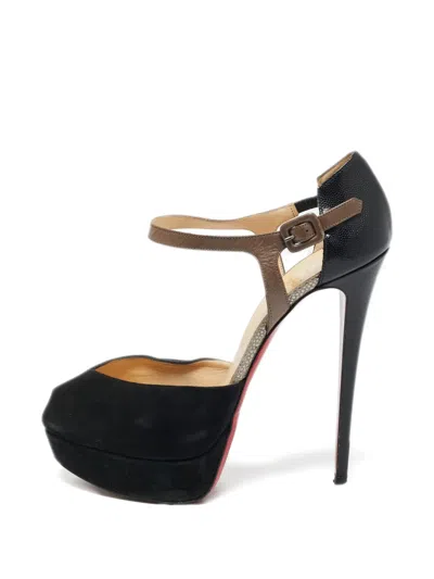 Pre-owned Christian Louboutin Peep-toe Leather Pumps In Black