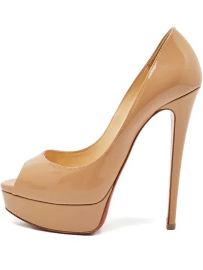 Pre-owned Christian Louboutin Peep-toe Platform Pumps In Neutral