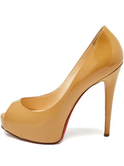 Pre-owned Christian Louboutin Peep-toe Pumps In Neutral