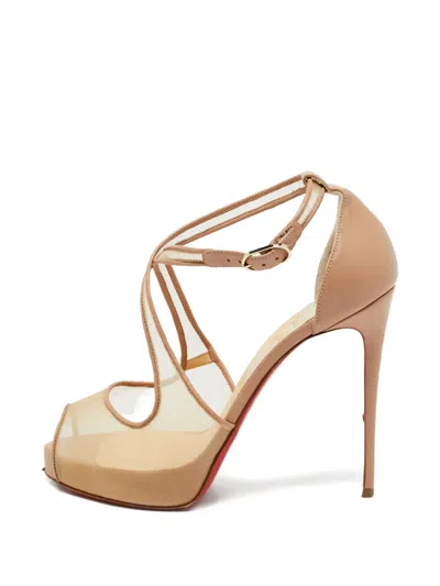 Pre-owned Christian Louboutin Peep-toe Pumps In Neutral