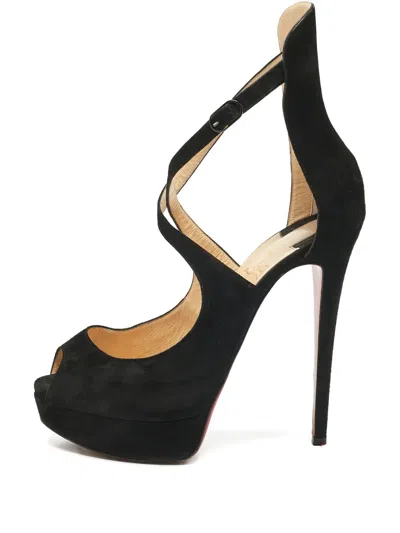 Pre-owned Christian Louboutin Peep-toe Sandals In Black